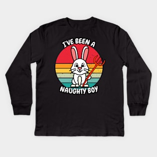 Cute white rabbit is a naughty boy Kids Long Sleeve T-Shirt